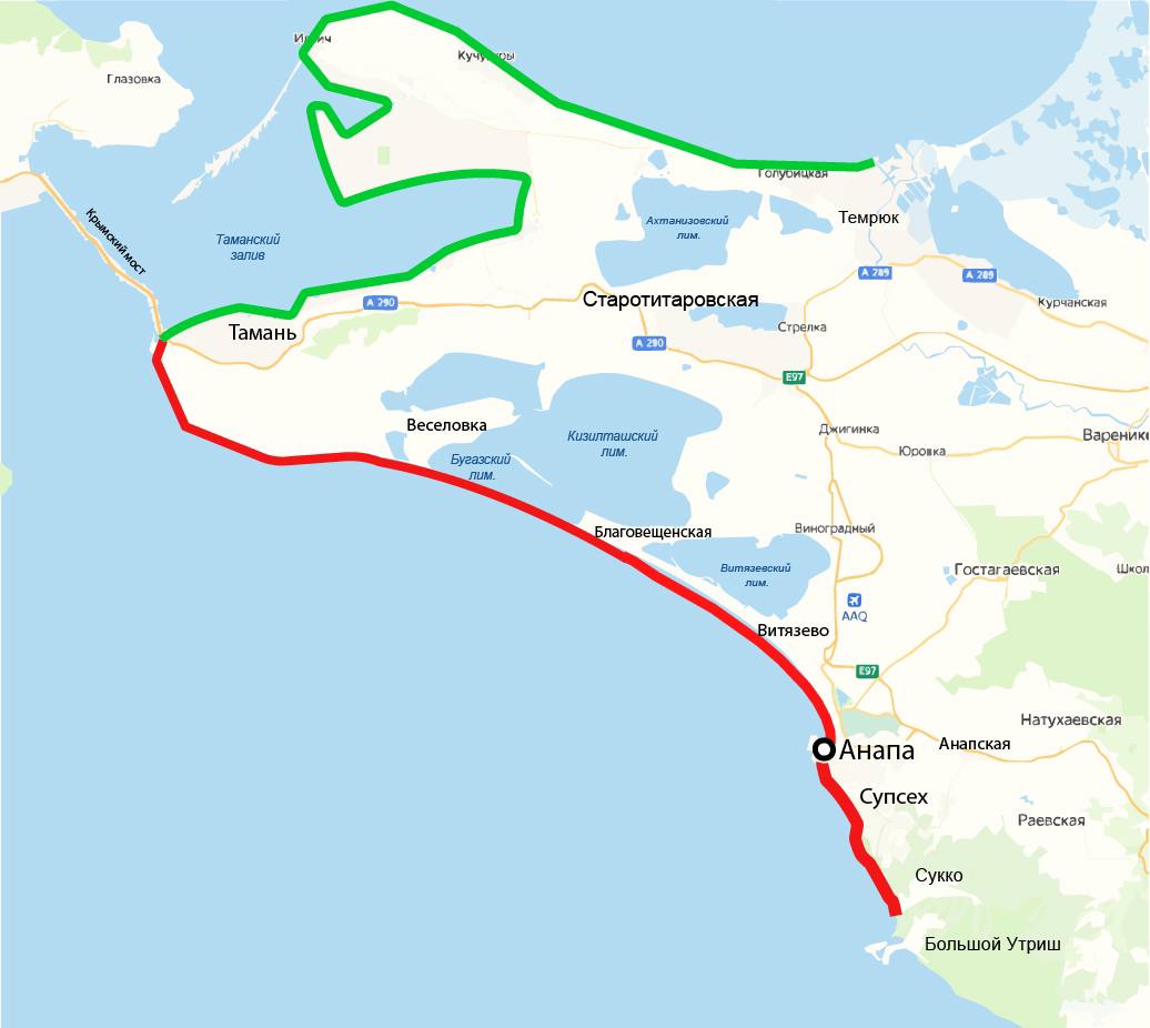 карта закрытых пляжей в Анапе